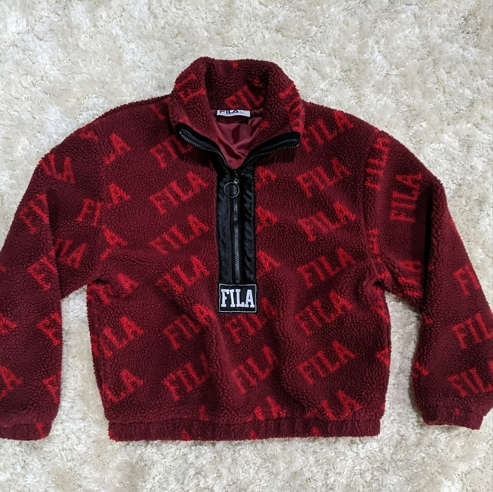 Fila Jayla Sherpa Half-Zip Sweatshirt Small